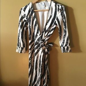 100% silk classic DFV wrap dress, zebra print